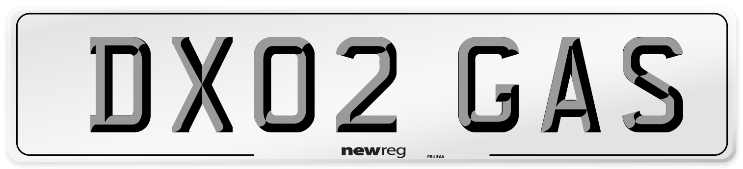 DX02 GAS Number Plate from New Reg